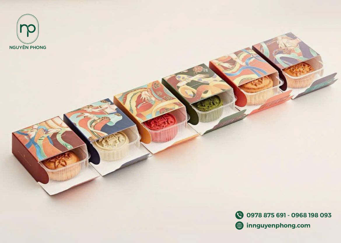 mẫu hộp bánh trung thu với cách phối màu ấn tượng